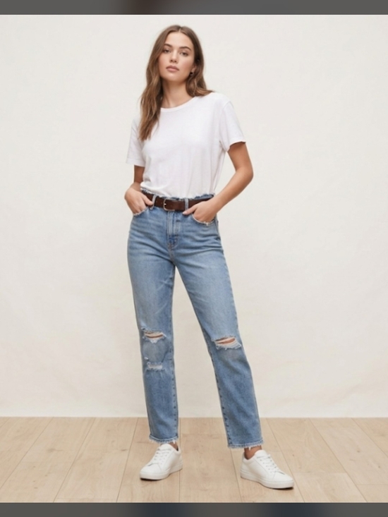 Good American Denim - NWT Good American Good Legs -Eco Mid-Rise Straight Leg Distressed Jeans  2 / 26